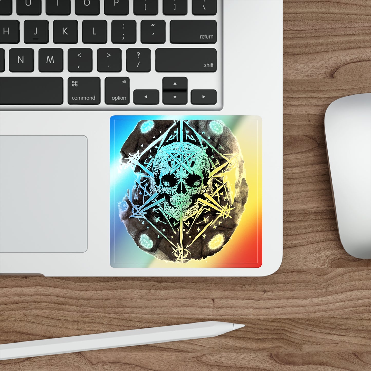 Pentagram Skull Holographic Die-cut Stickers