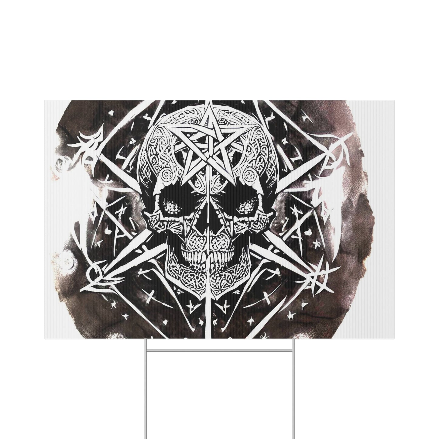 Pentagram Skull Lawn Sign