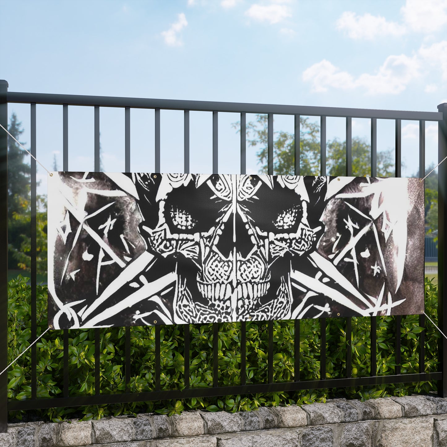 Pentagram Skull Matte Banner