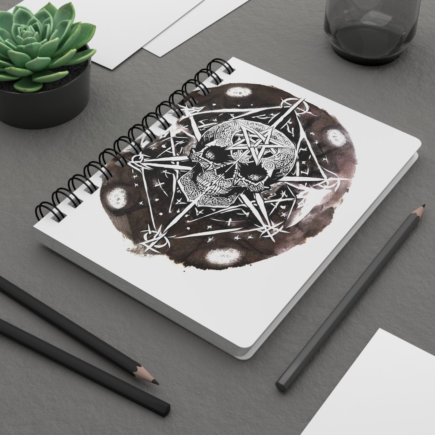 Pentagram Skull Spiral Bound Journal