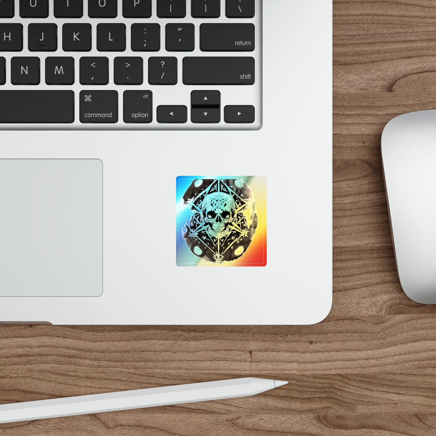 Pentagram Skull Holographic Die-cut Stickers