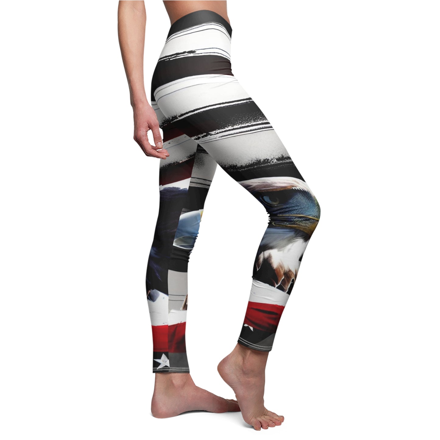 Eagle and Flag Women's Cut & Sew Casual Leggings (AOP)