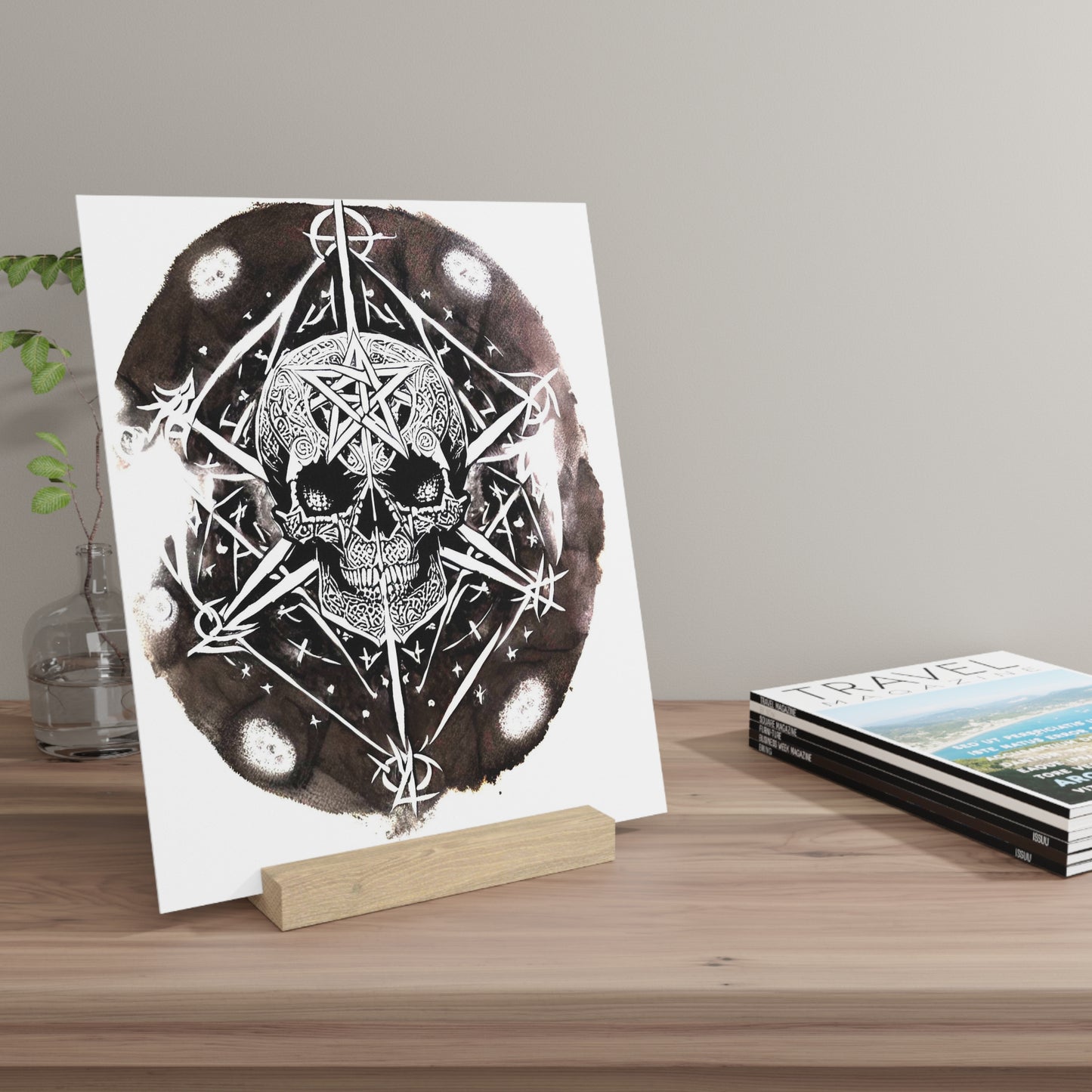 Pentagram Skull Gallery Board with Stand