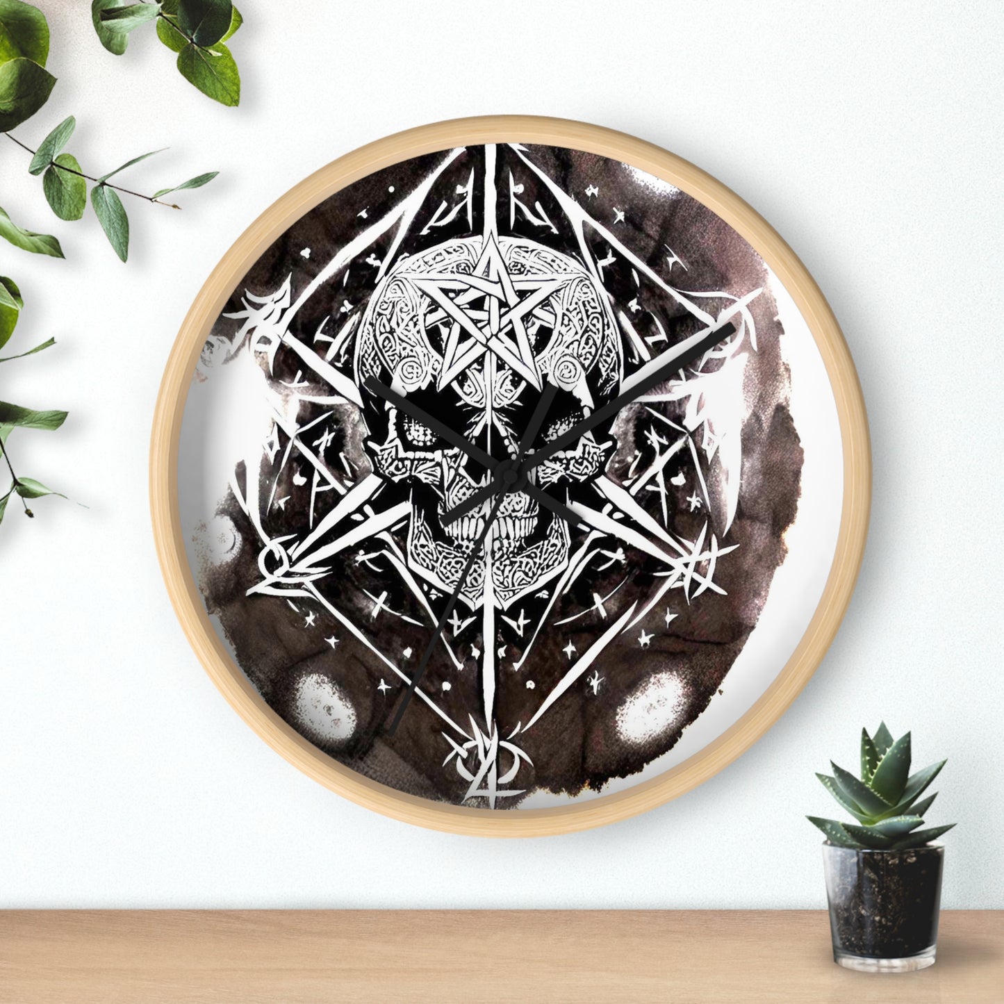 Pentagram Skull Wall Clock