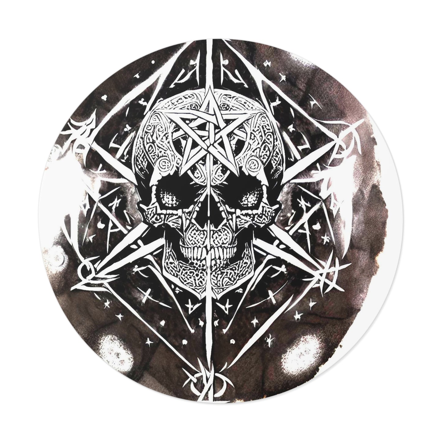 Pentagram Skull Round Vinyl Stickers