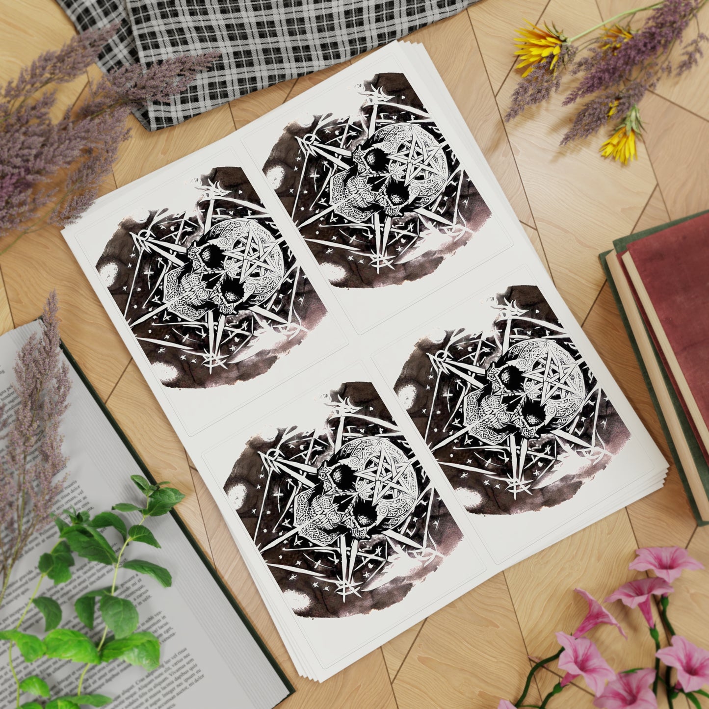 Pentagram Skull Sticker Sheet Bundle, 5pcs