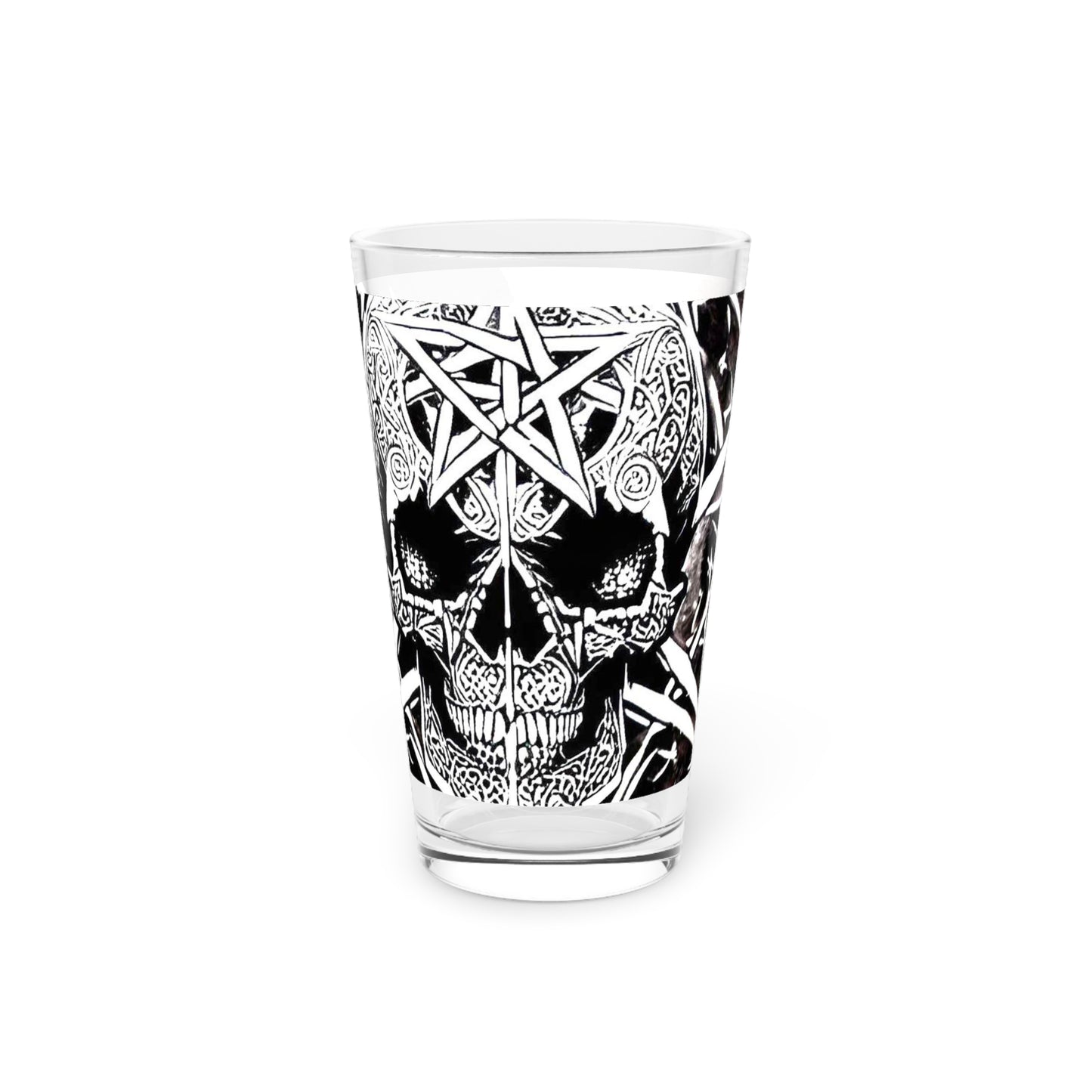 Pentagram Skull Pint Glass, 16oz