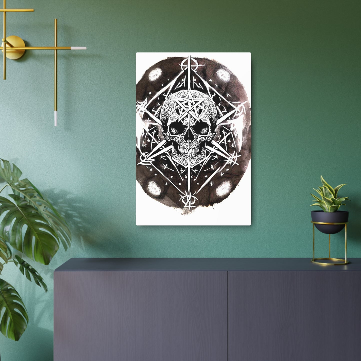 Pentagram Skull Metal Art Sign