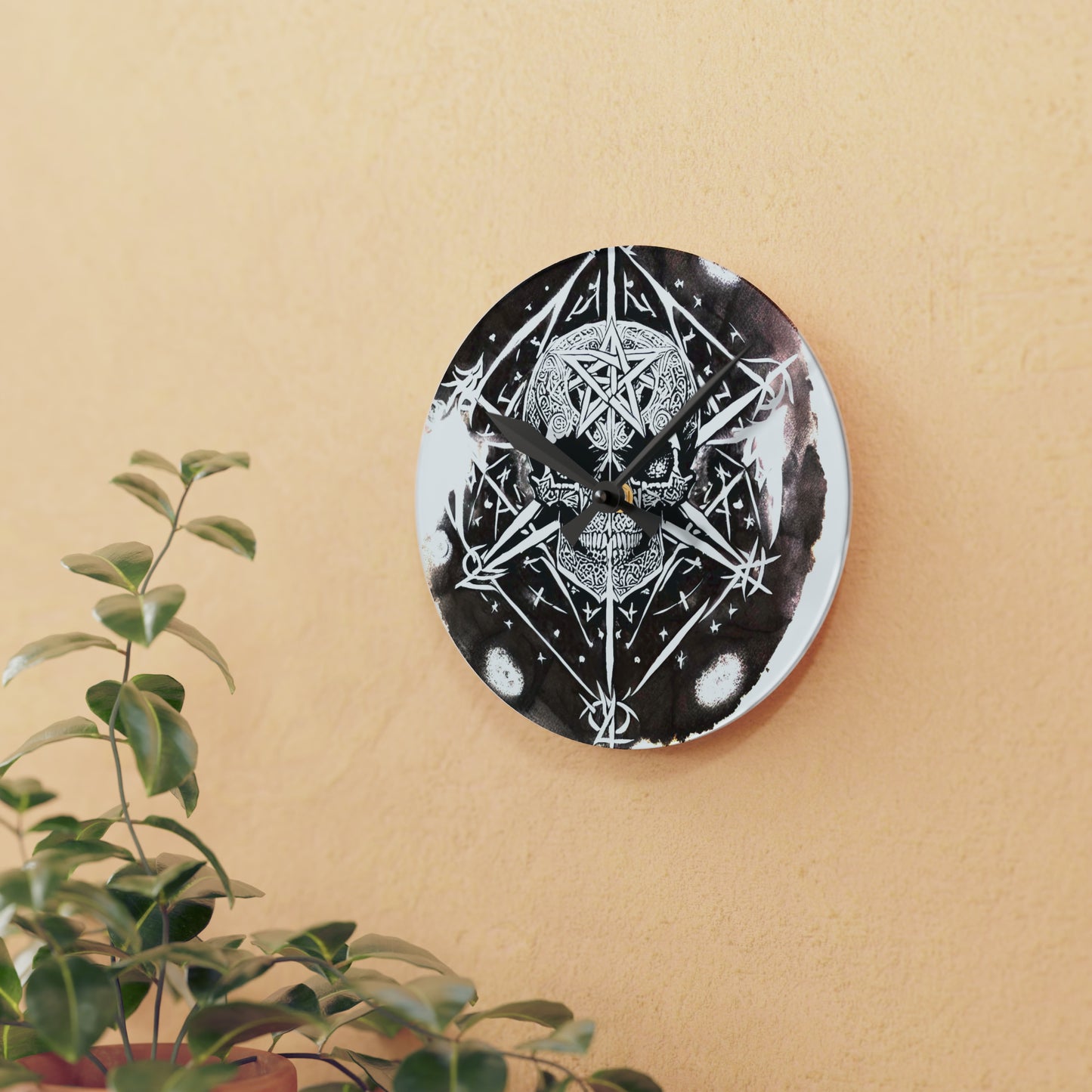 Pentagram Skull Acrylic Wall Clock