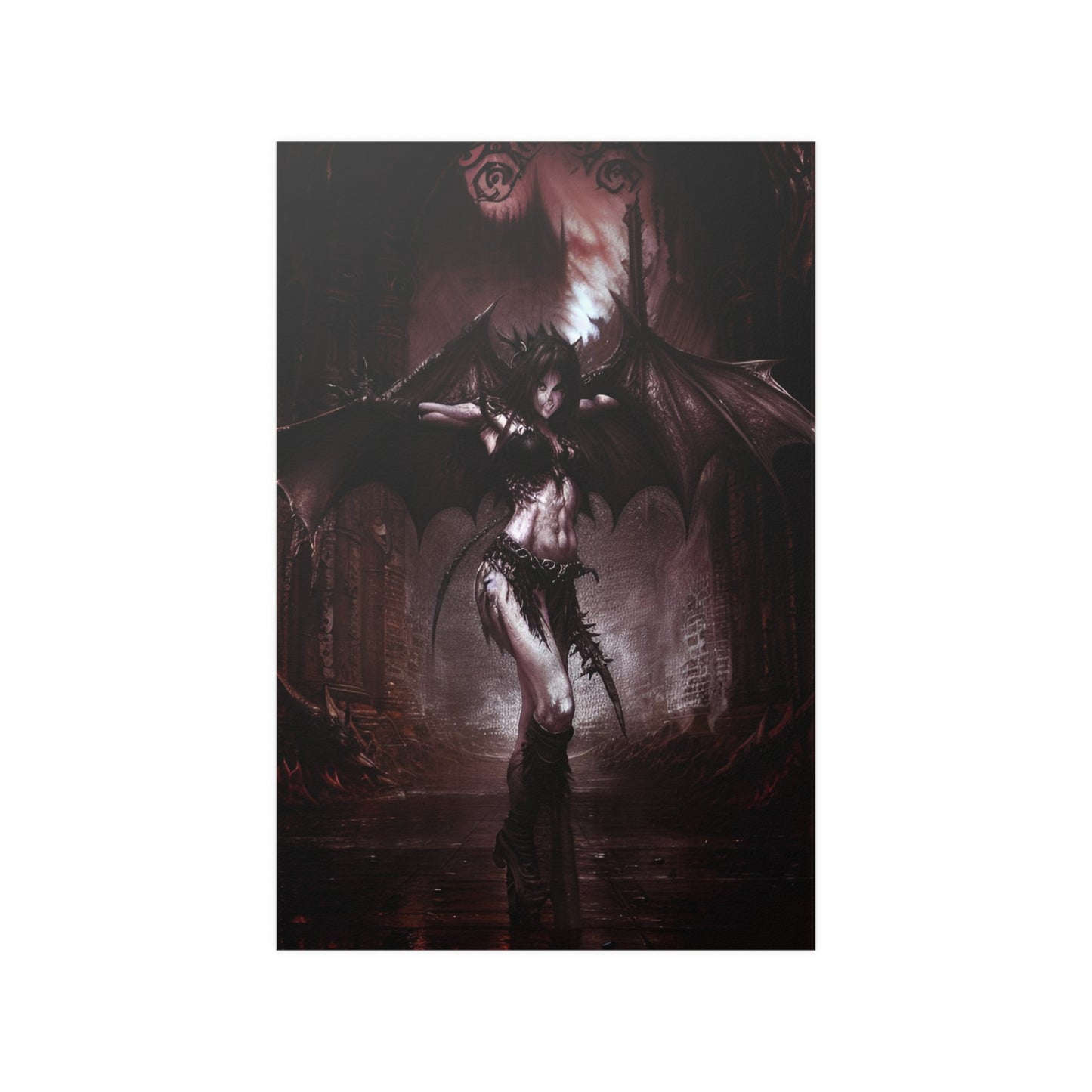 Nightmarish Succubus Demon Satin Poster