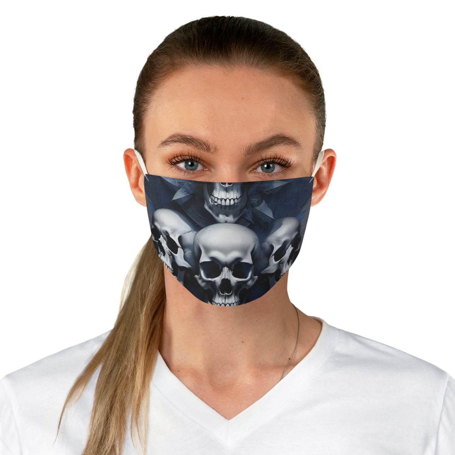 Blue 3 skull Fabric Face Mask