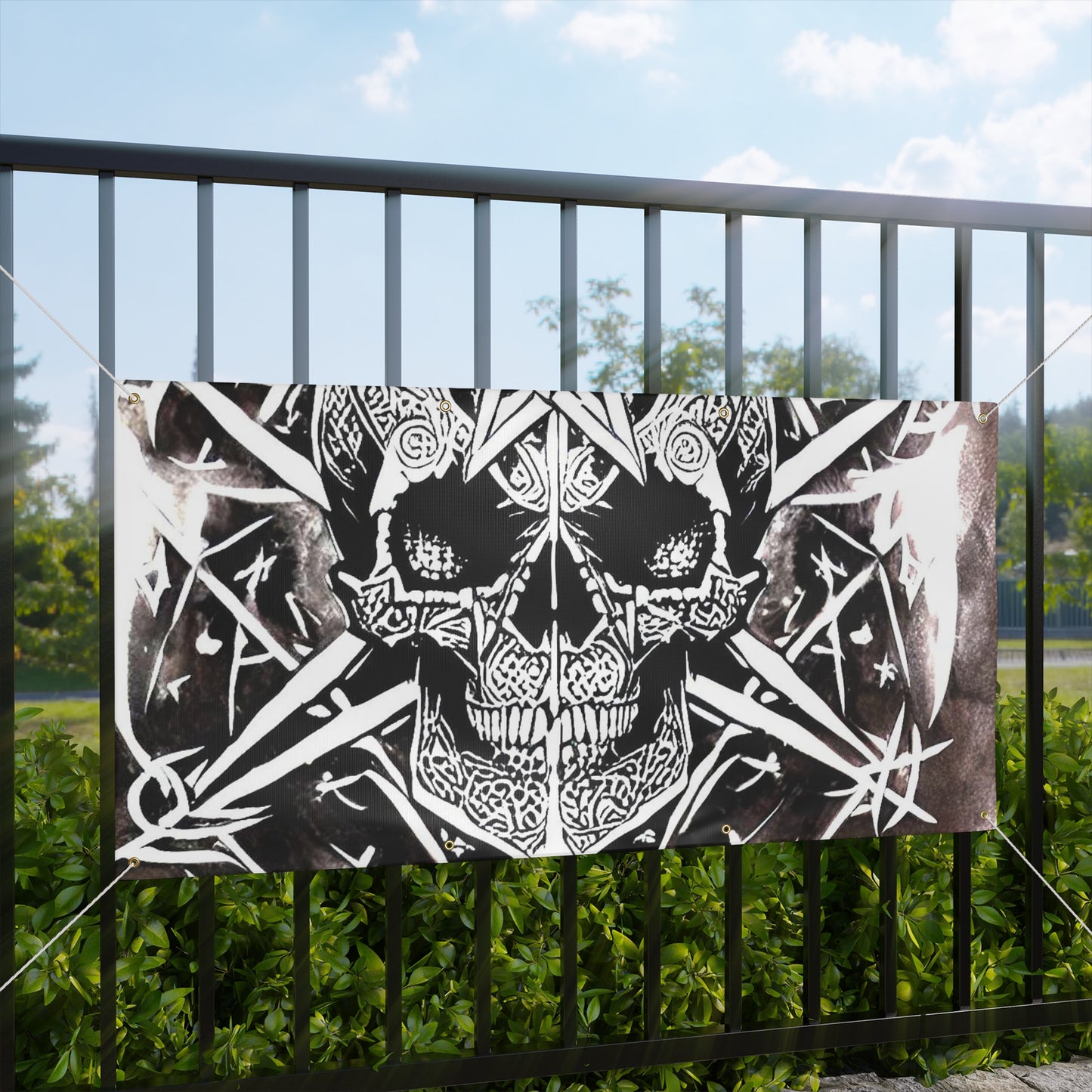 Pentagram Skull Matte Banner