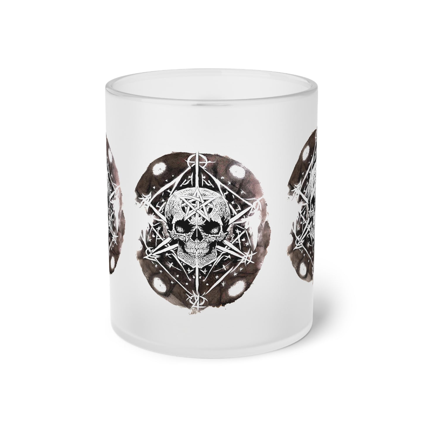 Pentagram Skull Frosted Glass Mug