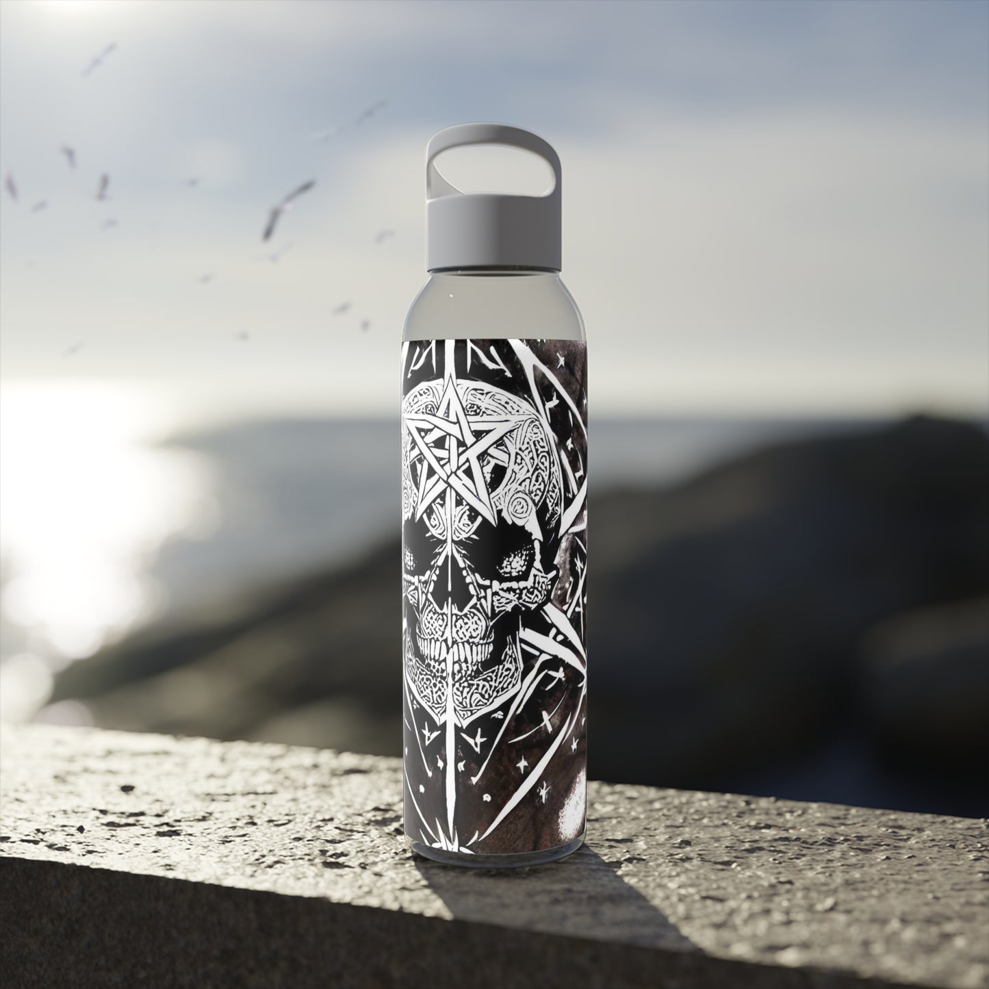 Pentagram Skull Sky Water Bottle