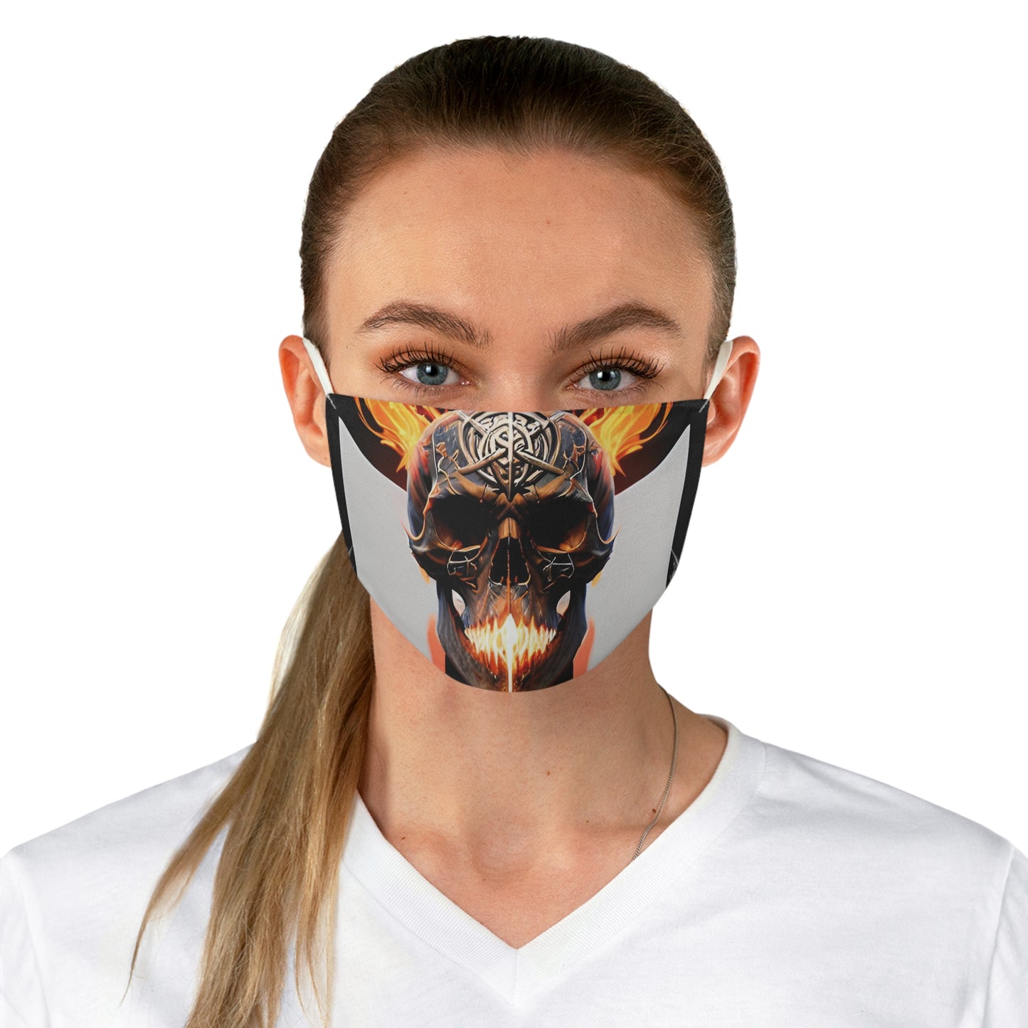 Flame skull Fabric Face Mask