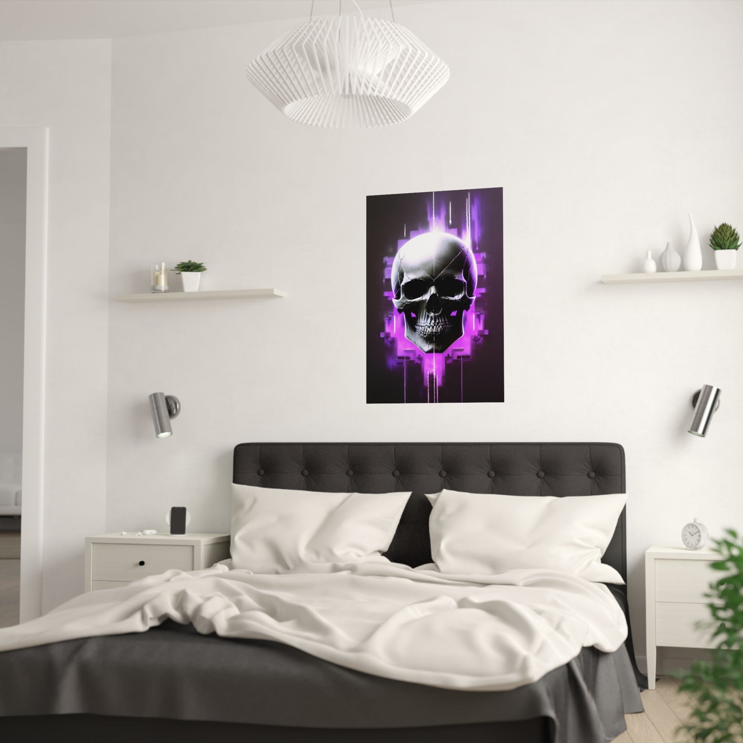 Purple Cyber Skull Satin Posters (210gsm)