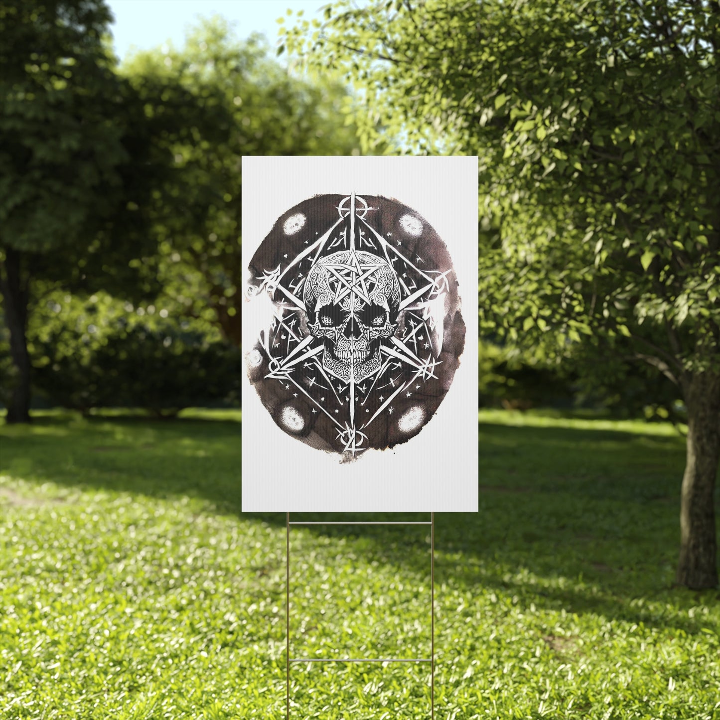 Pentagram Skull Plastic Yard Sign