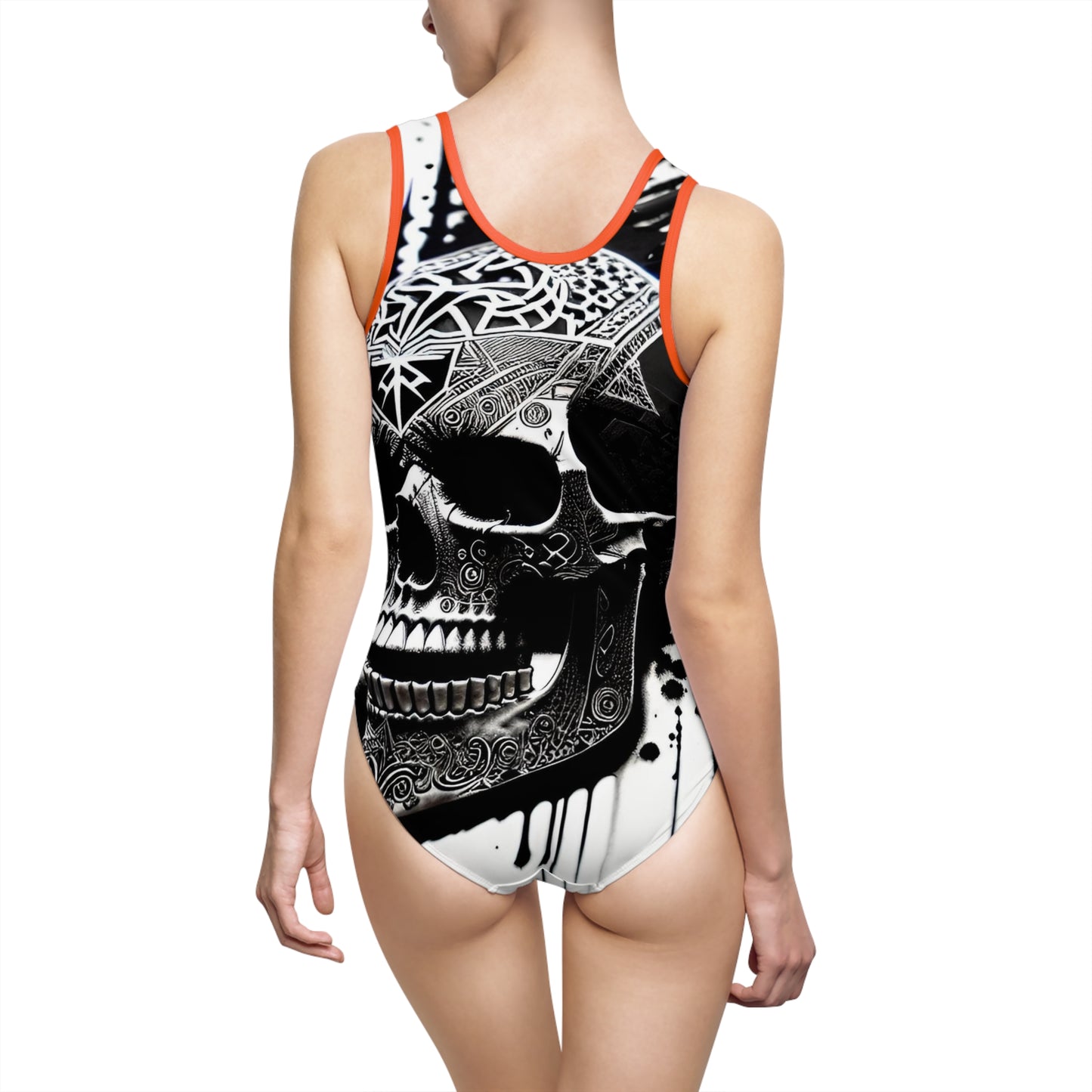 White Skull Women's Classic One-Piece Swimsuit (AOP)