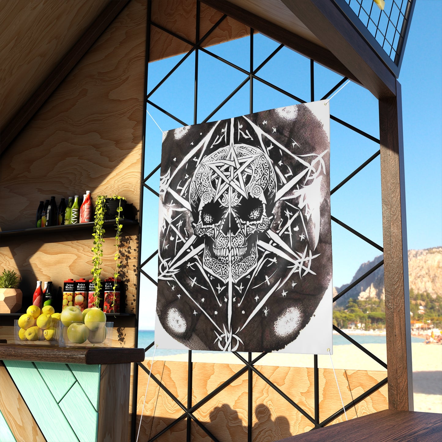 Pentagram Skull Matte Banner