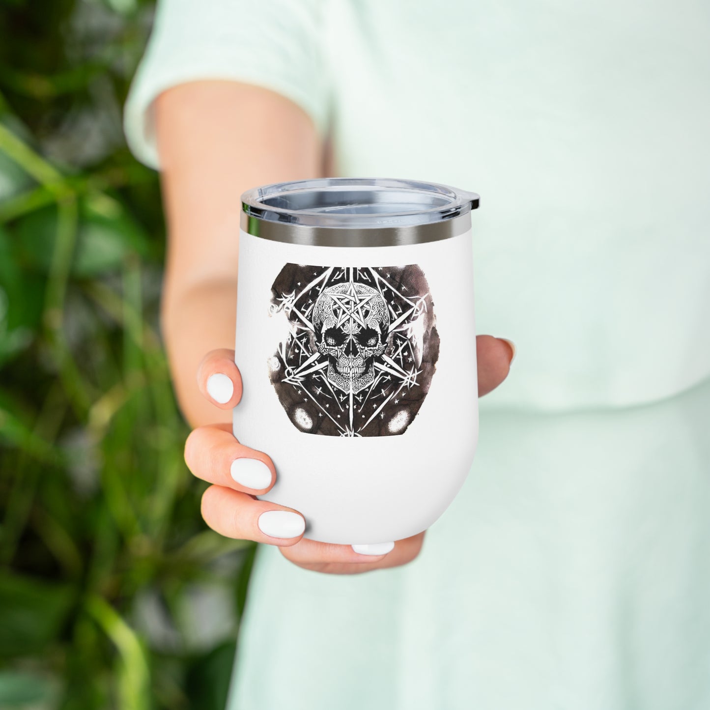 Pentagram Skull 12oz Insulated Wine Tumbler