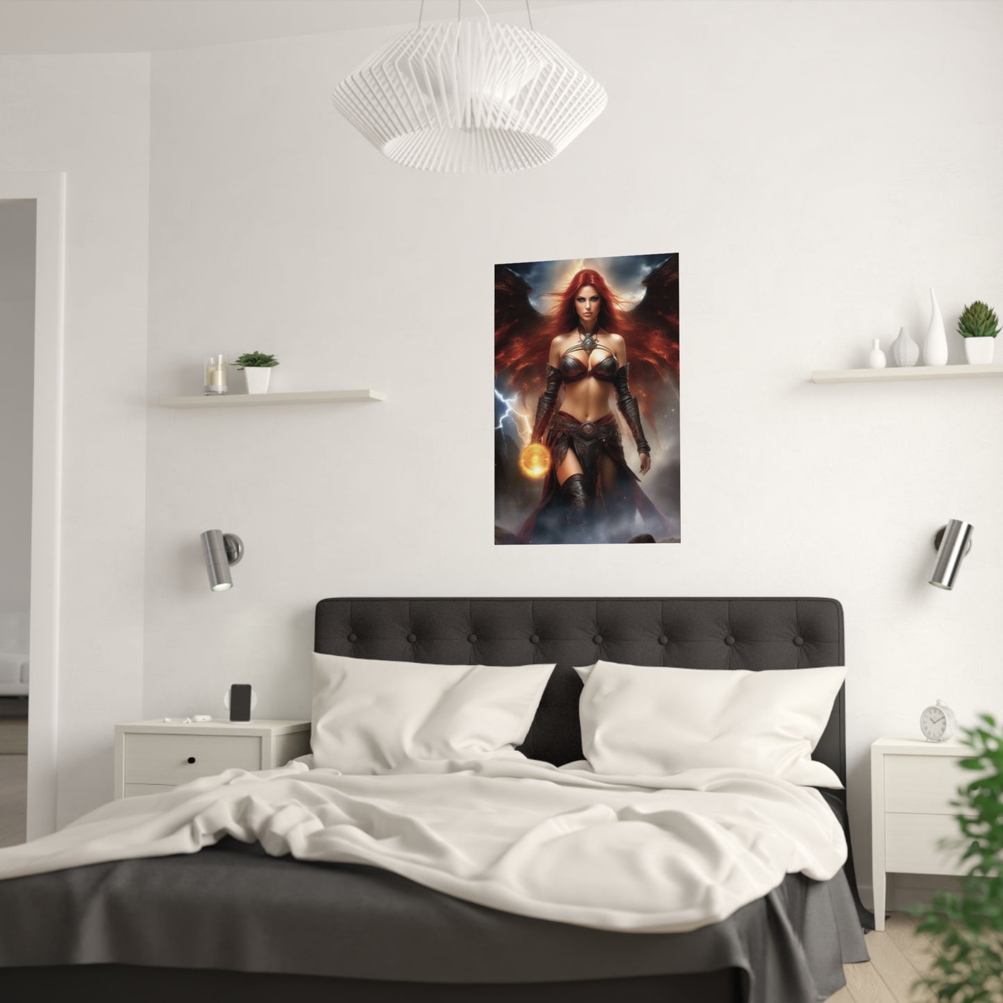 Winged Fire Witch Satin Posters (210gsm)