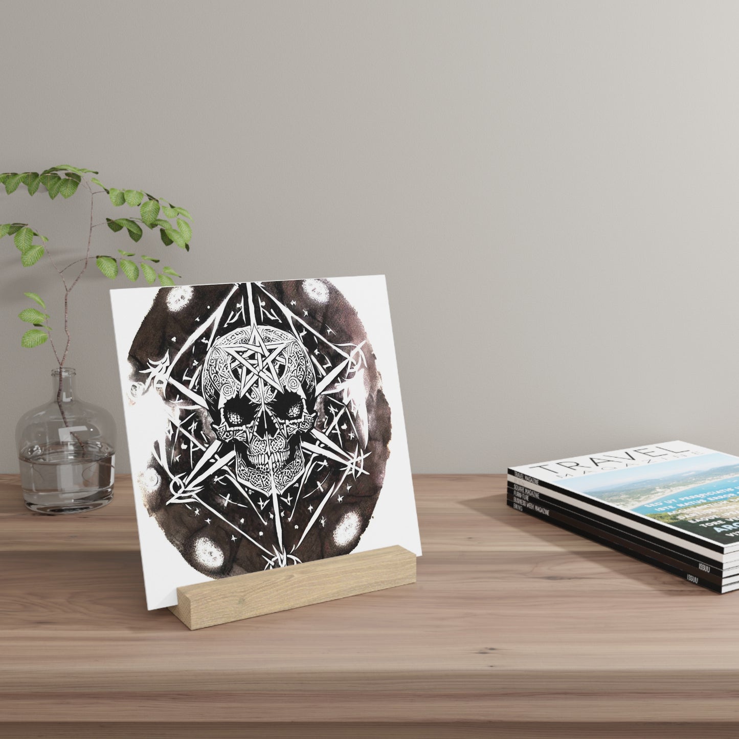 Pentagram Skull Gallery Board with Stand