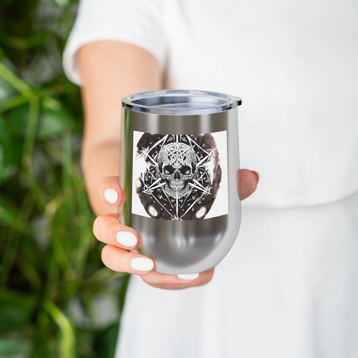 Pentagram Skull 12oz Insulated Wine Tumbler