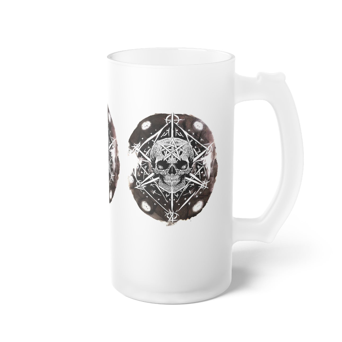 Pentagram Skull Frosted Glass Beer Mug