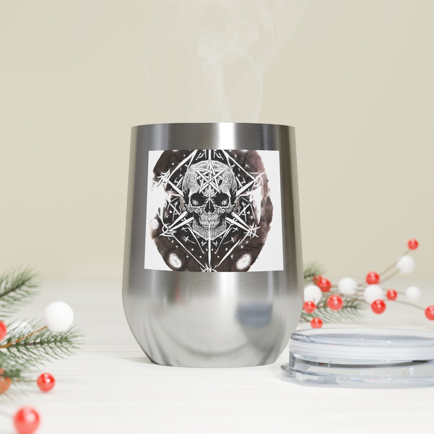 Pentagram Skull 12oz Insulated Wine Tumbler