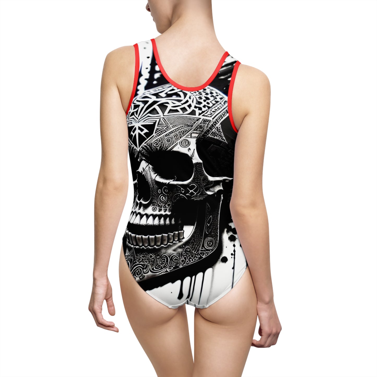 White Skull Women's Classic One-Piece Swimsuit (AOP)