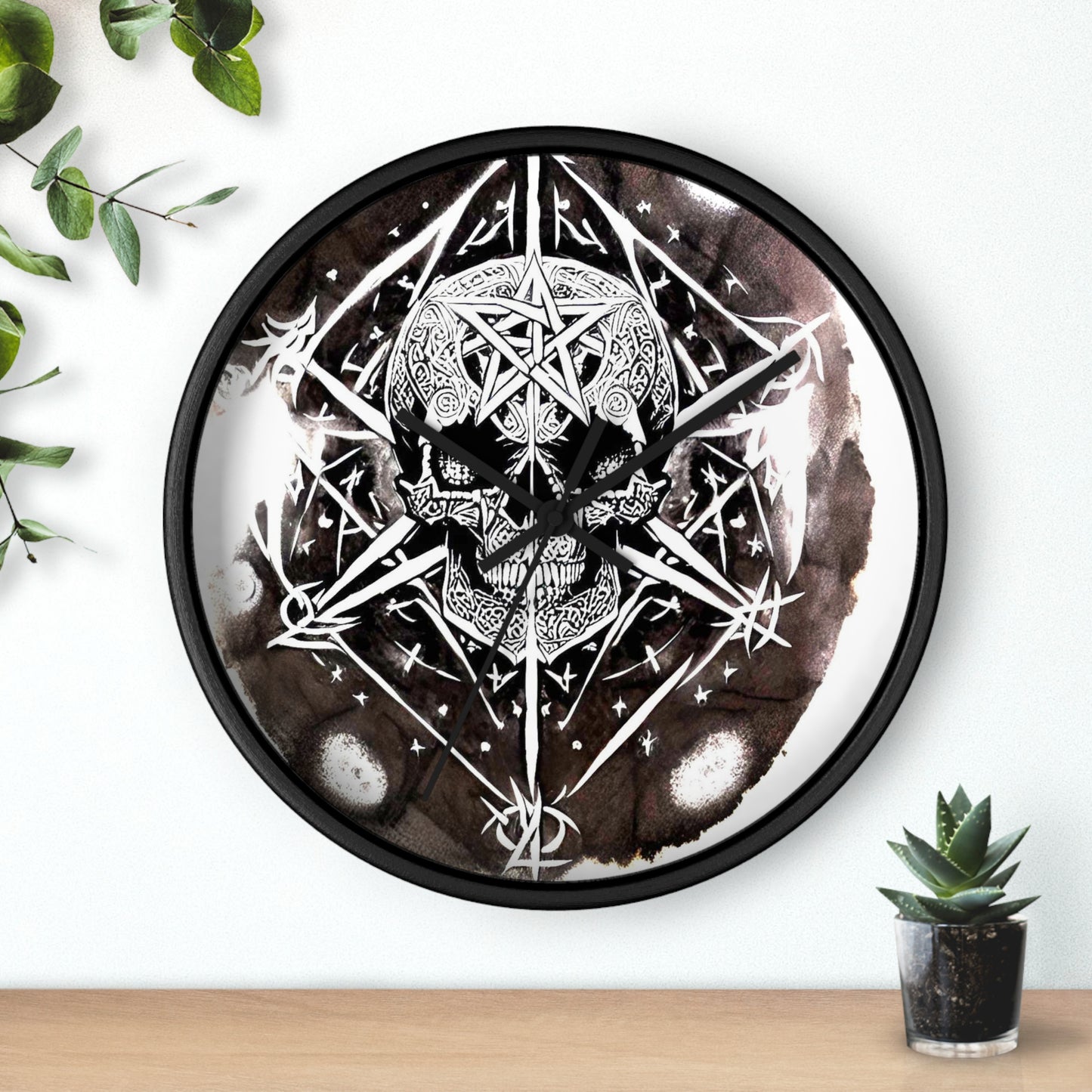 Pentagram Skull Wall Clock