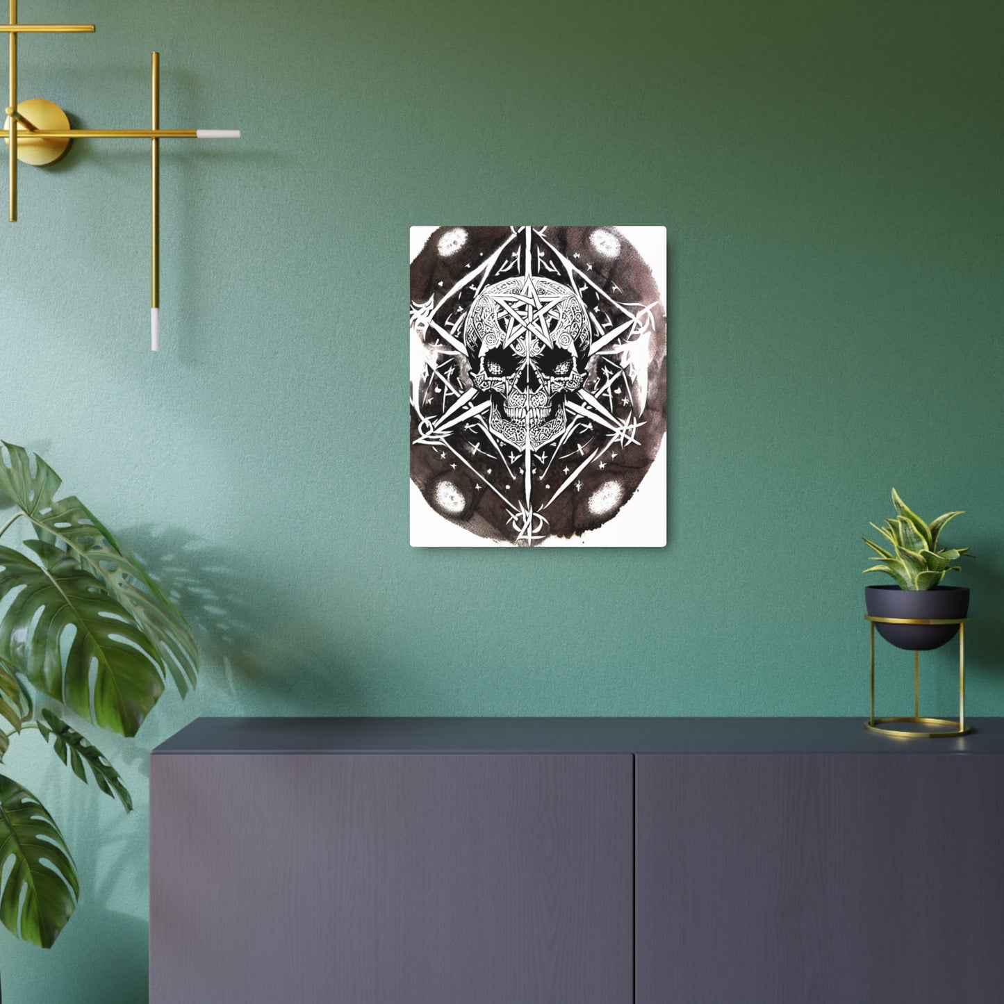 Pentagram Skull Metal Art Sign