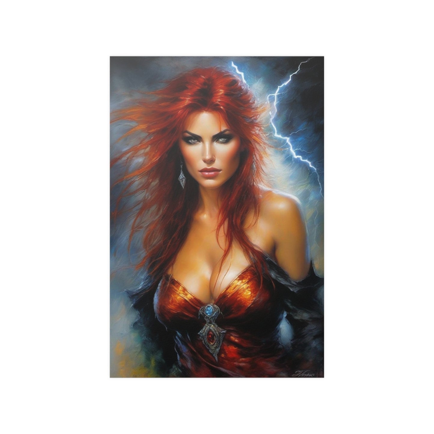 Redheaded Woman Satin Posters (210gsm)