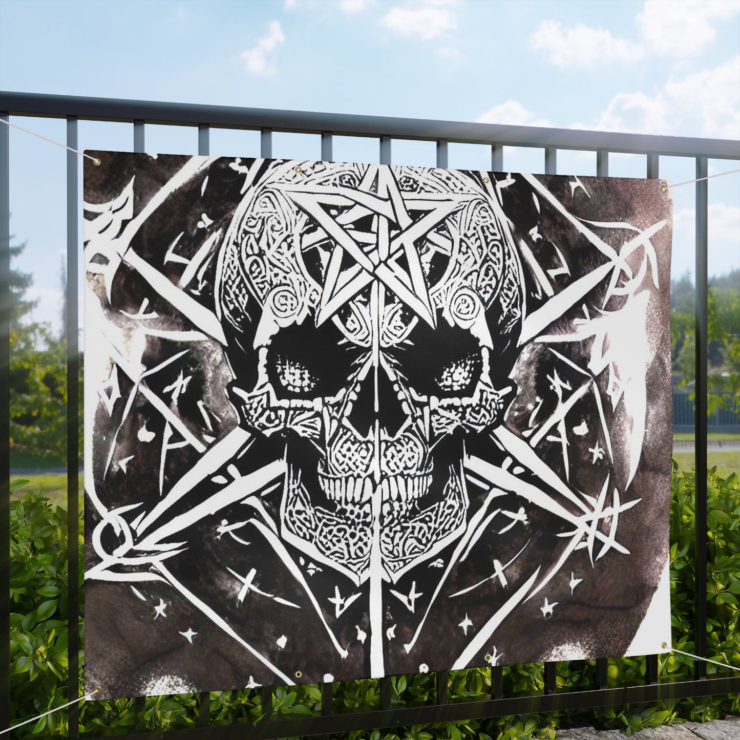 Pentagram Skull Matte Banner