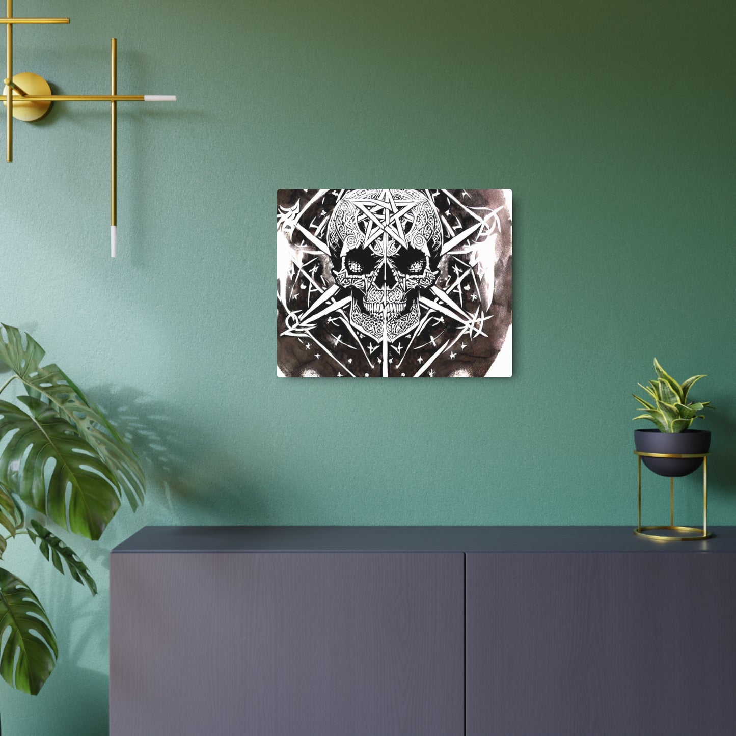 Pentagram Skull Metal Art Sign