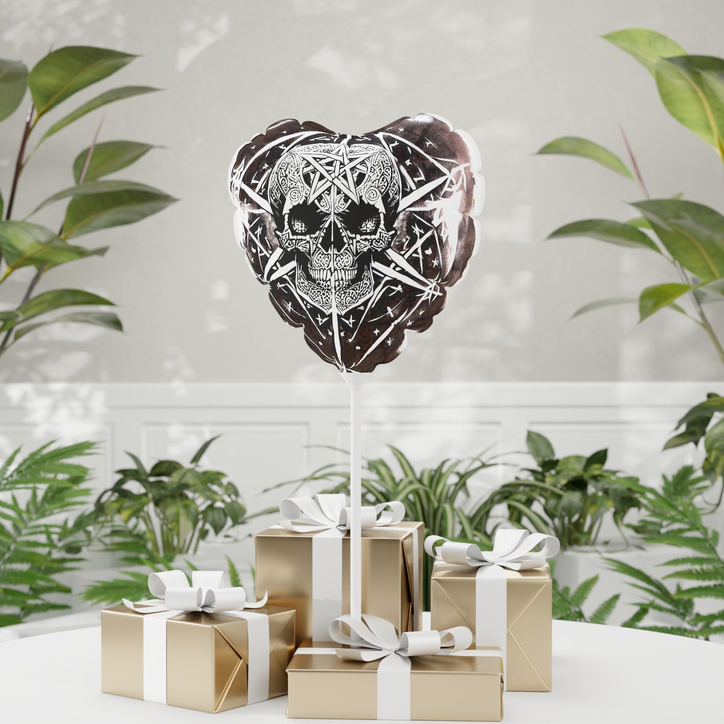 Pentagram Skull Balloon (Round and Heart-shaped), 11"