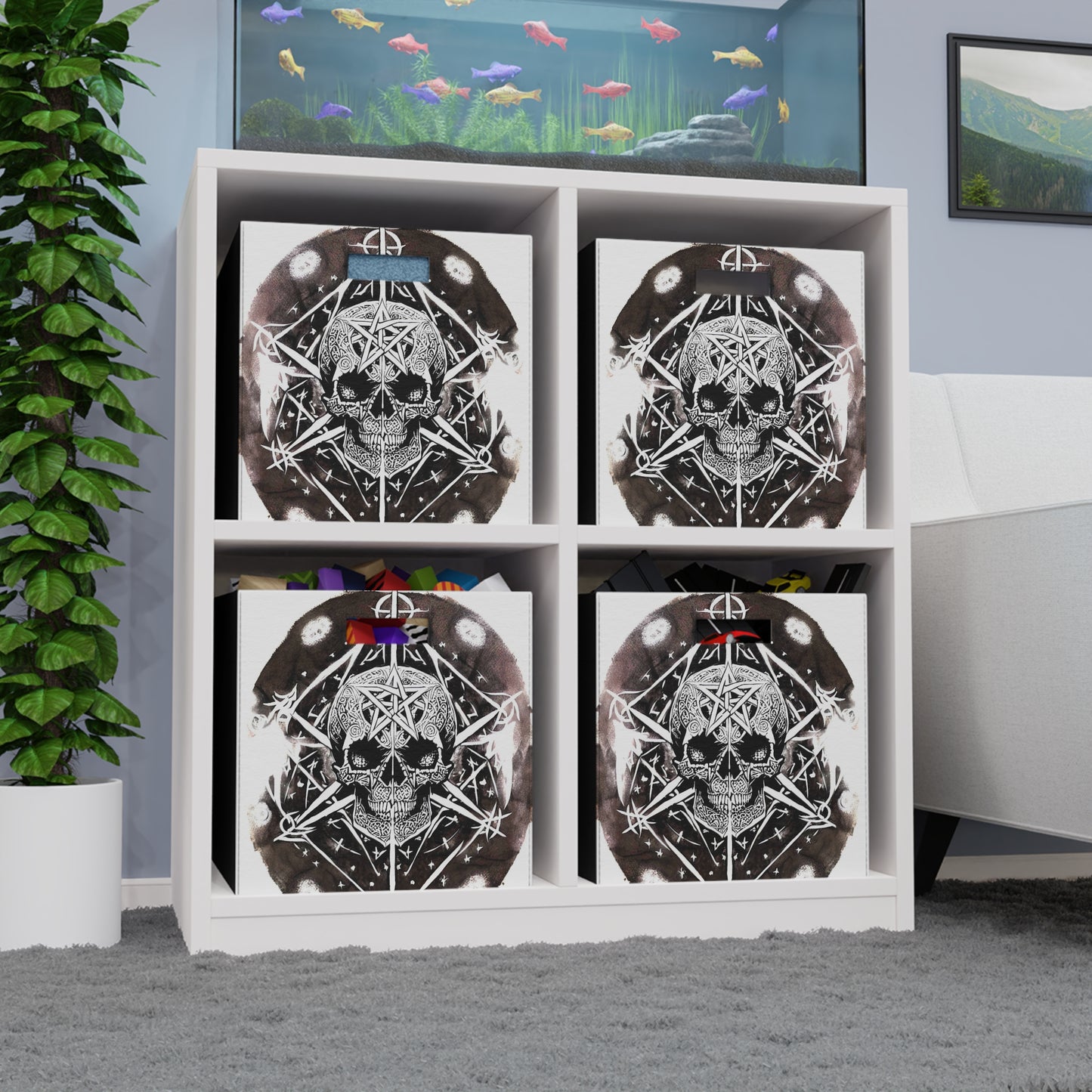 Pentagram Skull Felt Storage Box