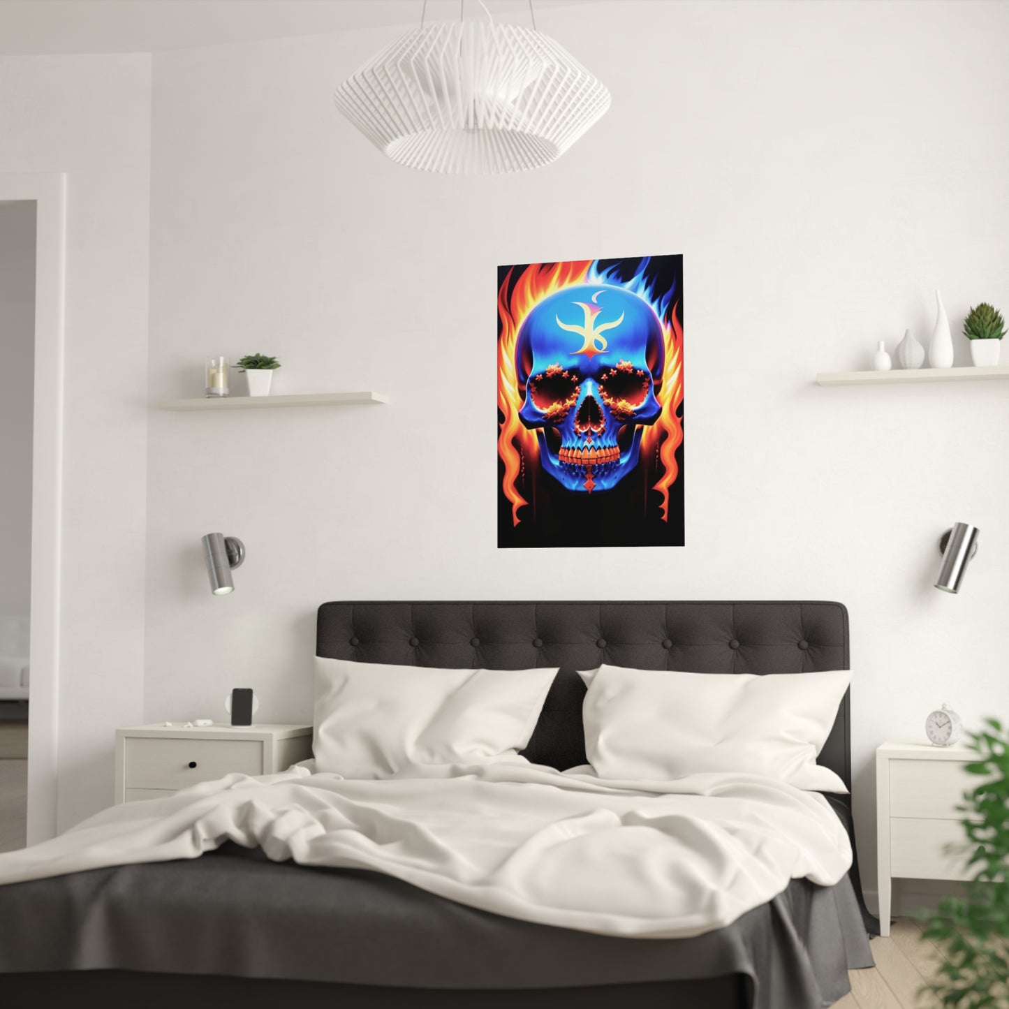 Runic Flame Skull Satin Posters (210gsm)