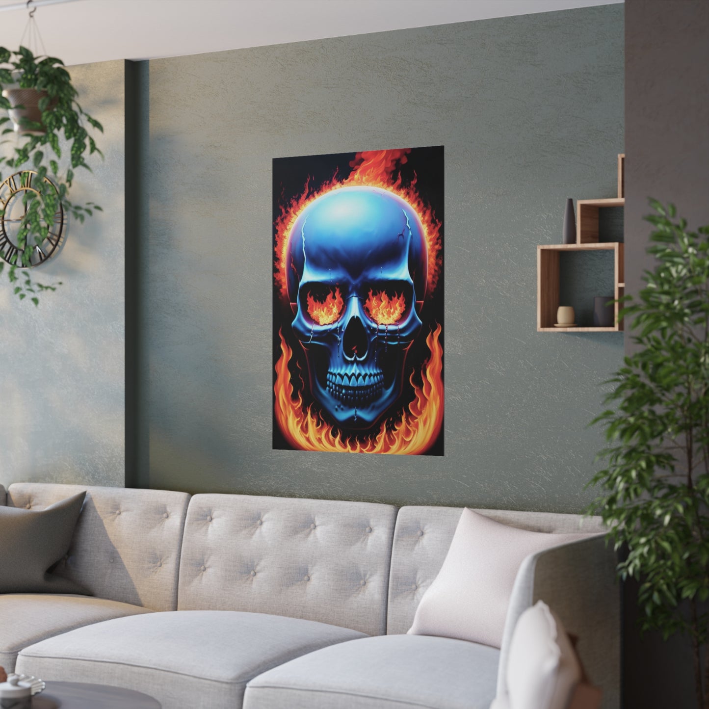 Flaming Skull Satin Posters (210gsm)