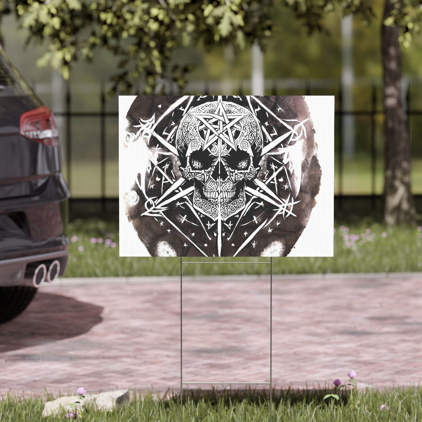 Pentagram Skull Yard Sign