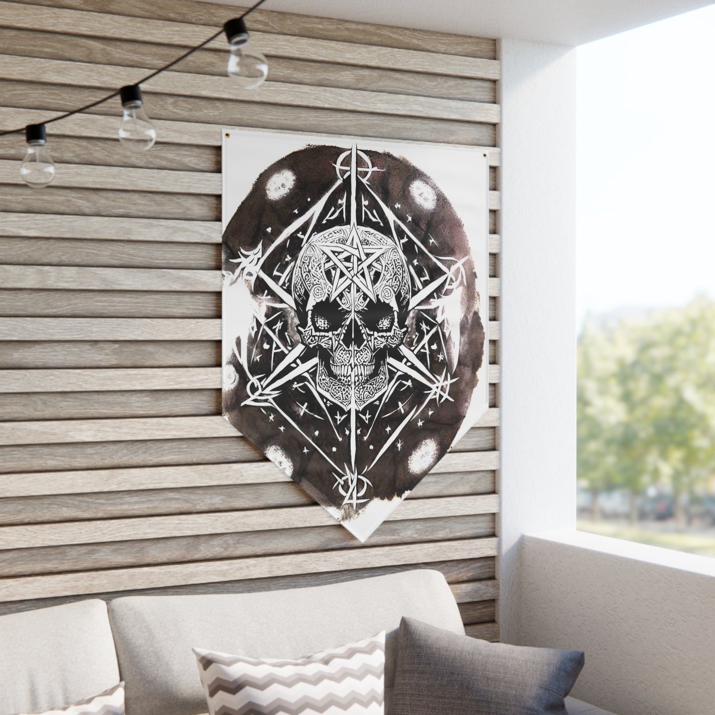 Pentagram Skull Pennant Banner