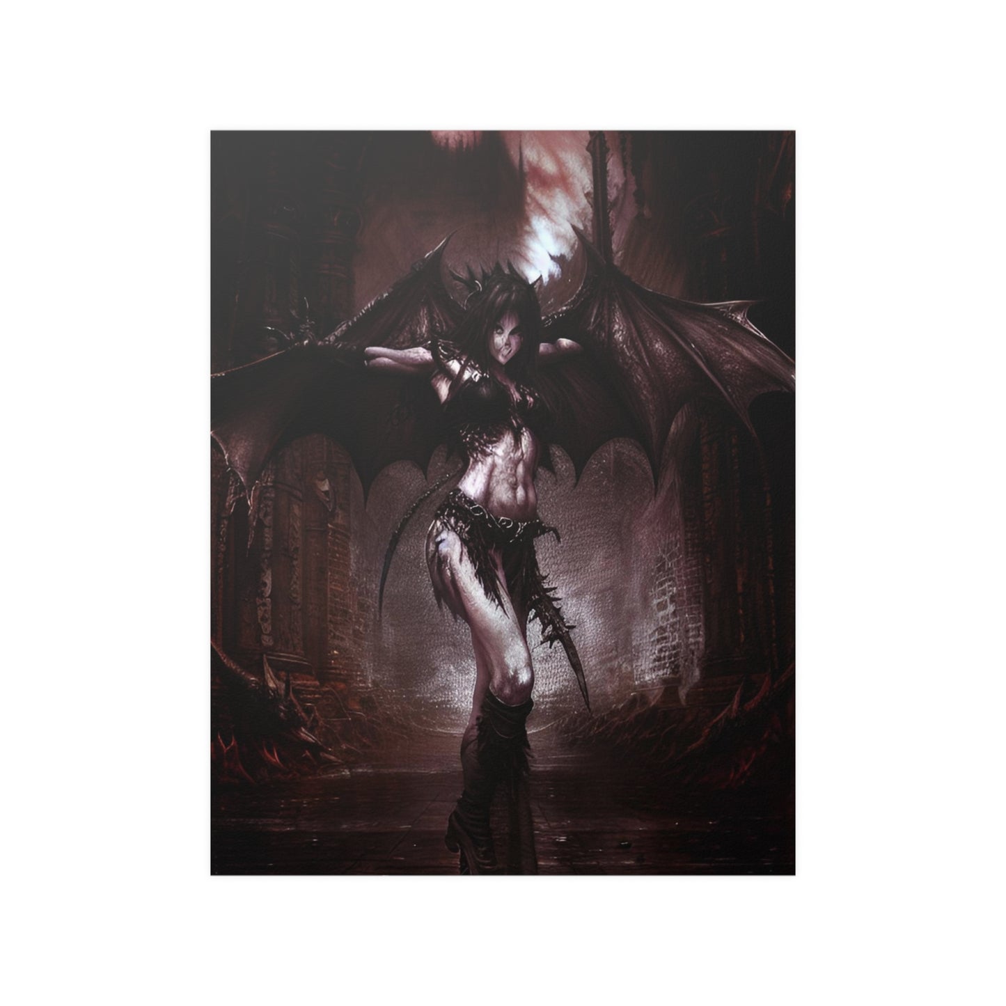 Nightmarish Succubus Demon Satin Poster