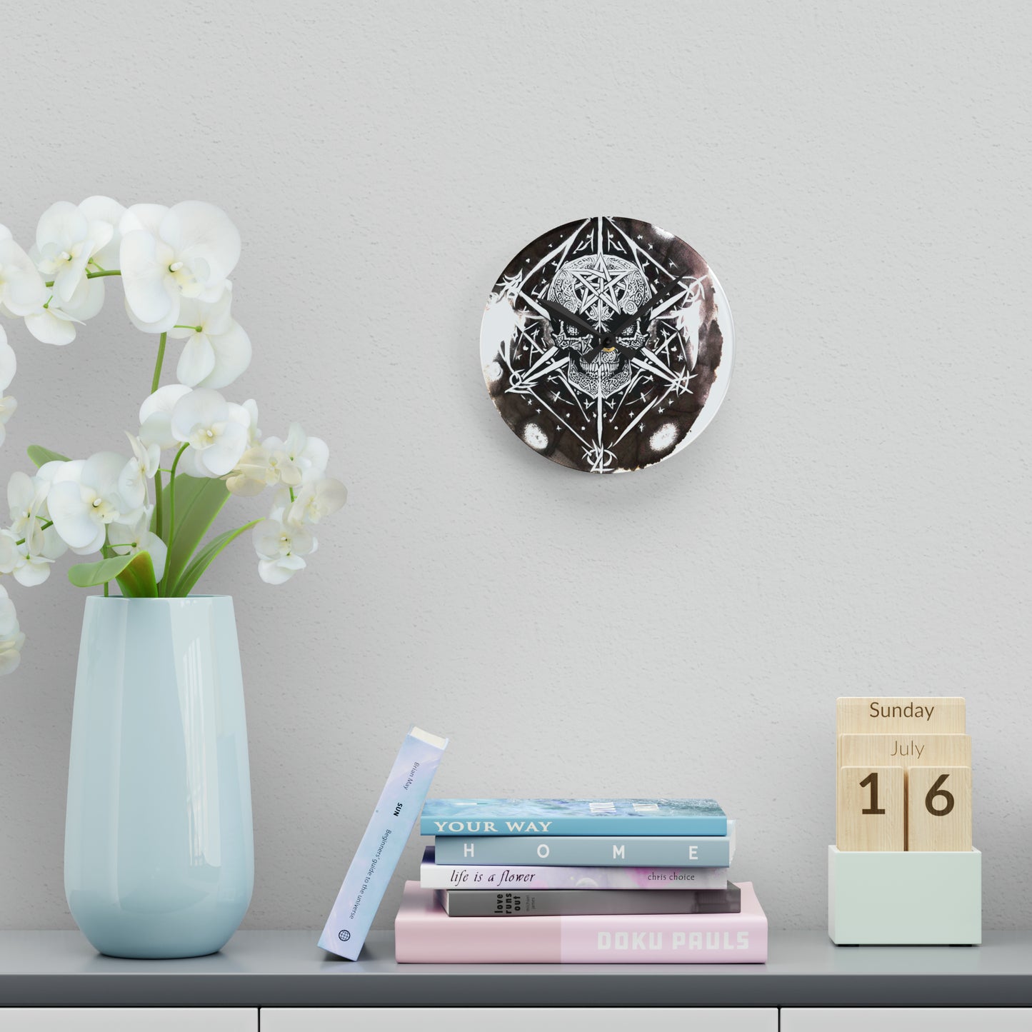 Pentagram Skull Acrylic Wall Clock