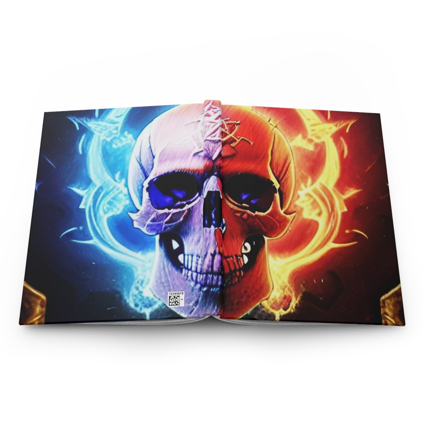 Two Color Flame Skull Hardcover Journal Matte