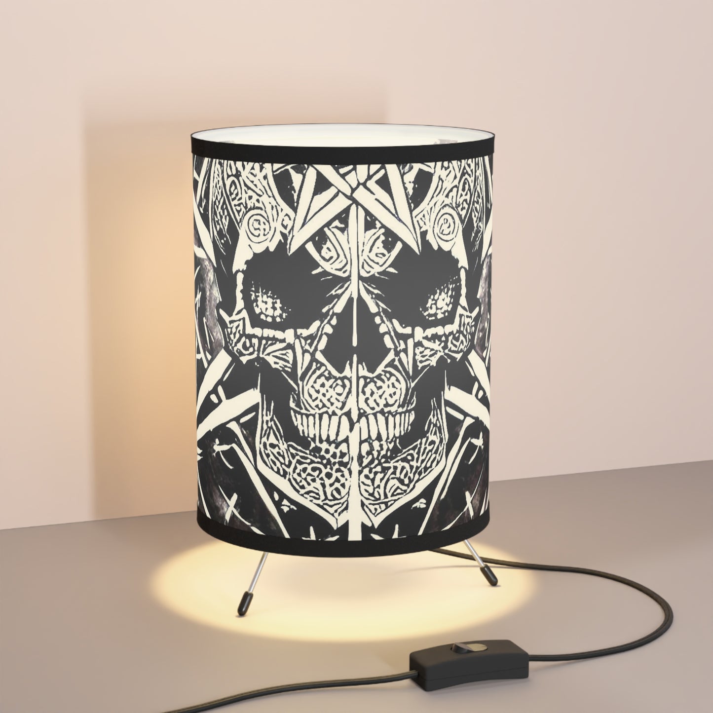 Pentagram Skull Tripod Lamp with High-Res Printed Shade, US\CA plug