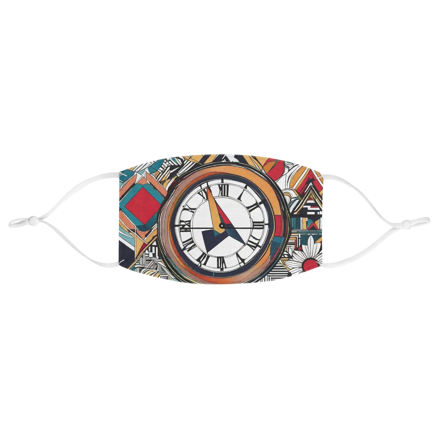 Abstract clock Fabric Face Mask