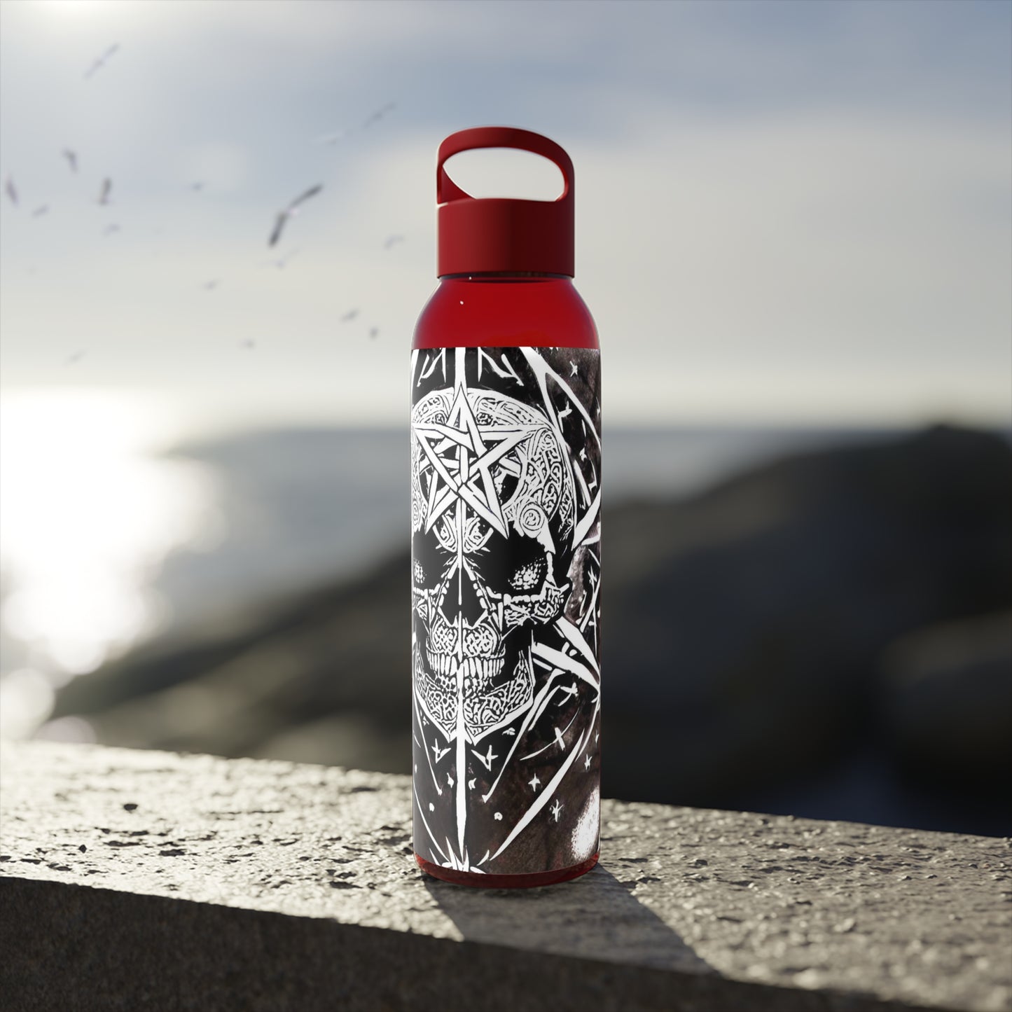 Pentagram Skull Sky Water Bottle