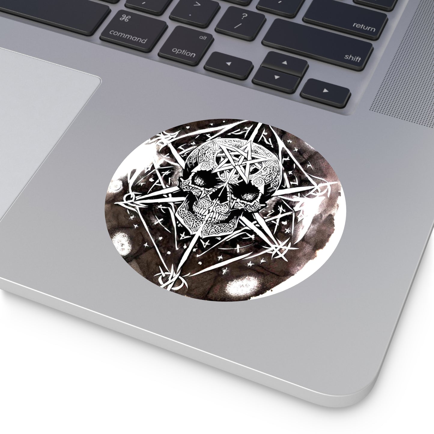 Pentagram Skull Round Vinyl Stickers