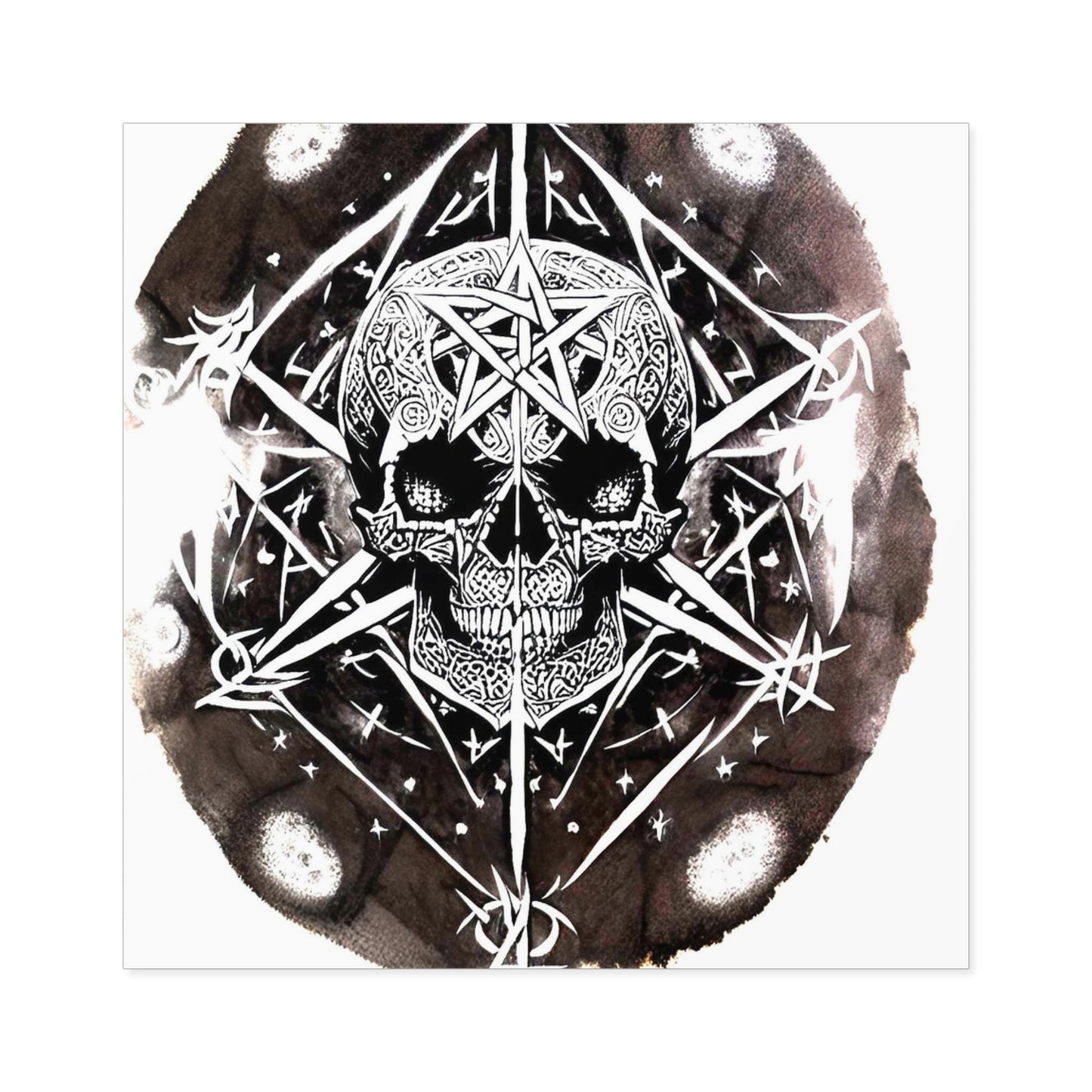 Pentagram Skull Square Stickers, Indoor\Outdoor