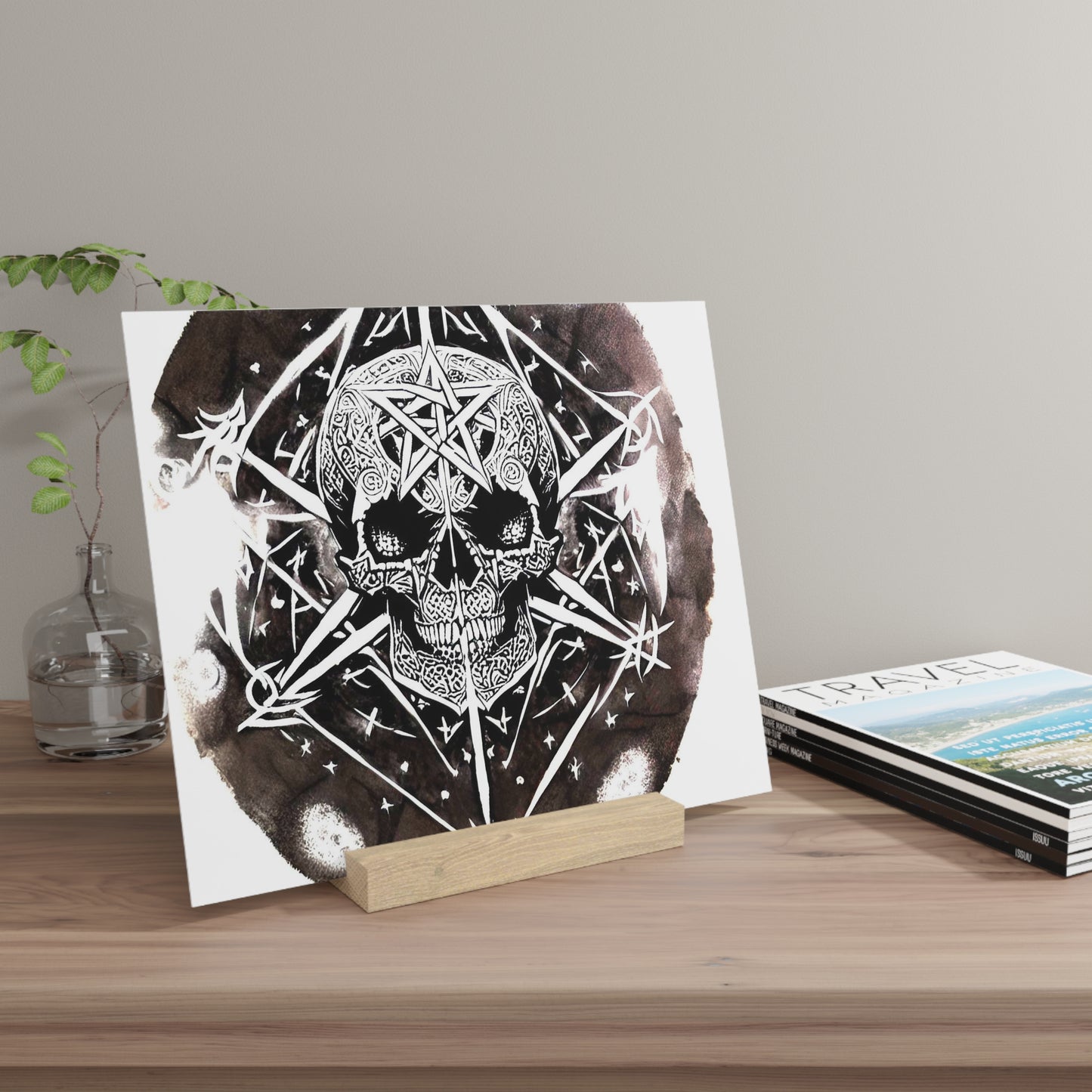 Pentagram Skull Gallery Board with Stand